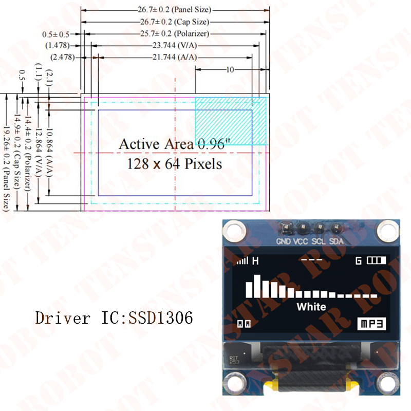 TENSTAR 0.96 Inch OLED SSD1306 - Ssd1306 recension och pris