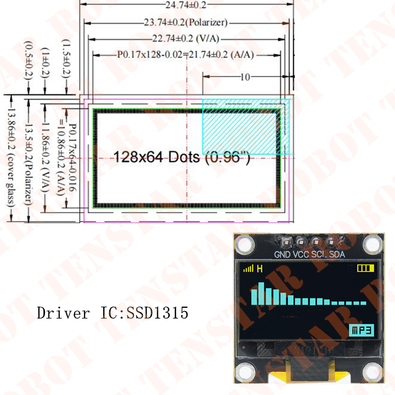 TENSTAR 0.96 Inch OLED SSD1306 - Ssd1306 recension och pris