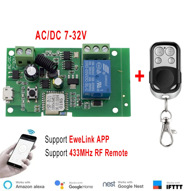 Ewelink AC/DC 5V 7V-32V 1 Chan - Relay Module 1 Channel recension och pris