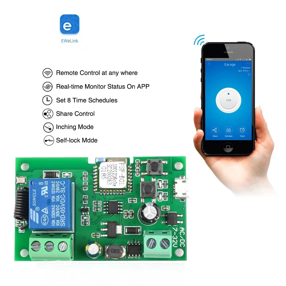 Ewelink AC/DC 5V 7V-32V 1 Chan - Relay Module 1 Channel recension och pris