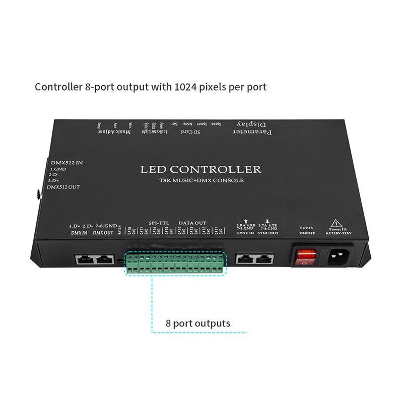 T8K Music+DMX Console 8Channel - Ws2812B recension och pris